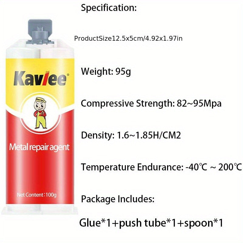 100g Stainless Steel Casting Glue AB Glue for Metal Repair with Gift Tool