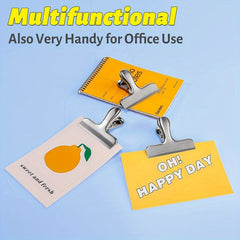 6pcs Wide Metal Chip Clips 7.62cm Stainless Steel Paper Clamps