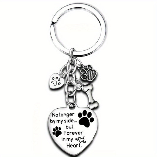 Dog Paw Bone Pendant Keychain Stainless Steel Key Chain Keyring Gift