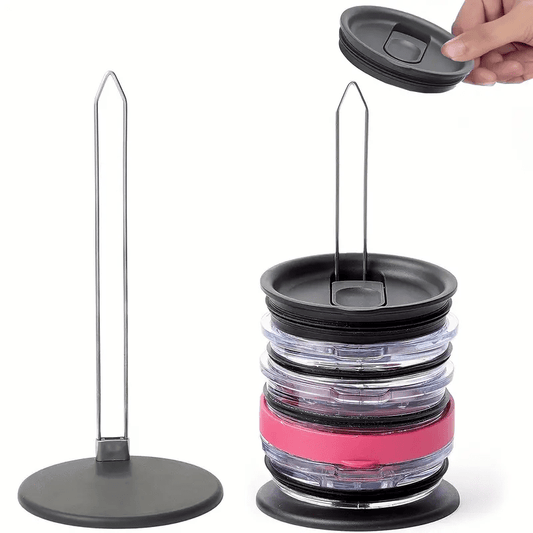 Tumbler Lid Organizer Space Saving Vertical Lids Storage Rack For Up To 10 Lids