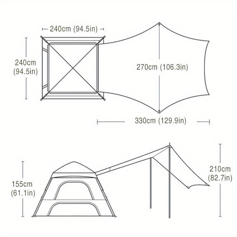 Portable Auto Quick-Open Rainproof Tent Tarp