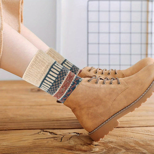 5Pairs Vintage Wool Socks Winter Warm Socks for Women Men