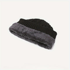 Cycling Knitted Gloves Hat Scarf Set Velvet Lined Anti Slip Gloves