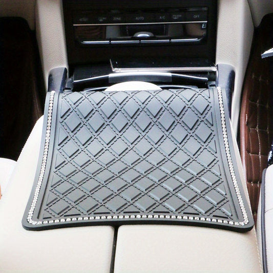 Car Perfume Ornament Rhinestone Plaid Placement Mat Car Interior Accessory