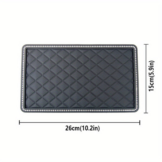Car Perfume Ornament Rhinestone Non-slip Mat Car Decoration Plaid Mat