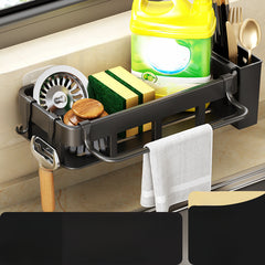 Wall Mounted Kitchen Shelf Drain Basket Dishcloth Rack
