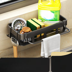 Wall Mounted Kitchen Shelf Drain Basket Dishcloth Rack