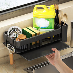 Wall Mounted Kitchen Shelf Drain Basket Dishcloth Rack