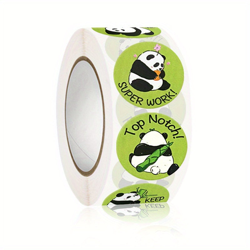 500 Pcs Panda Sticker Roll - Encouraging Seals for Learning