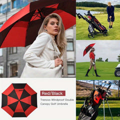 Waterproof Golf Umbrella Sunscreen Large Windproof Outdoor Semi Automatic