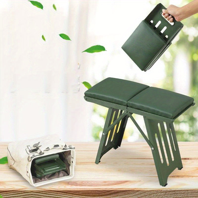 Portable Folding Stool w/ Soft Cushion - Sturdy & Lightweight