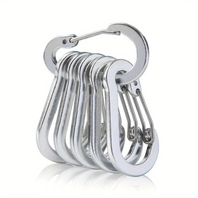 6pcs Stainless Steel Small Carabiner Clips Camping Fishing Accessories