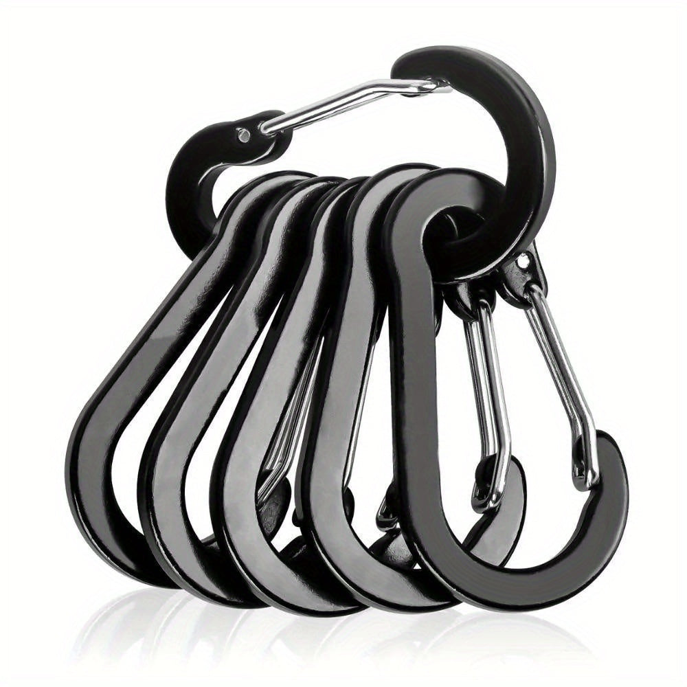 6pcs Stainless Steel Small Carabiner Clips Camping Fishing Accessories
