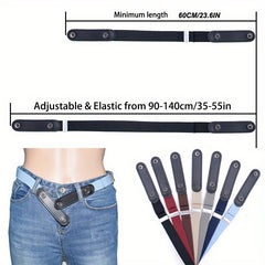 2pcs No Buckle Elastic Belt Unisex Stretching Belt for Pants & Jeans
