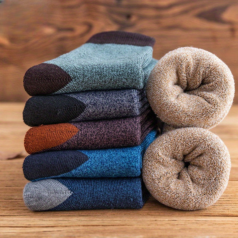 Men's Block Crew Socks Warm Thermal Comfy Outdoor Unisex Socks