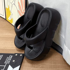 Women's Platform Flip Flops Comfortable Summer Slip On Shoes