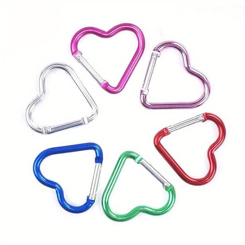 6PCS Heart Carabiner Mini Metal Buckle Hook Backpack Keychain Clip