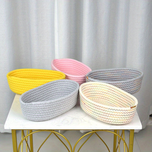 Cotton Rope Woven Oval Storage Basket Modern Home Organizer