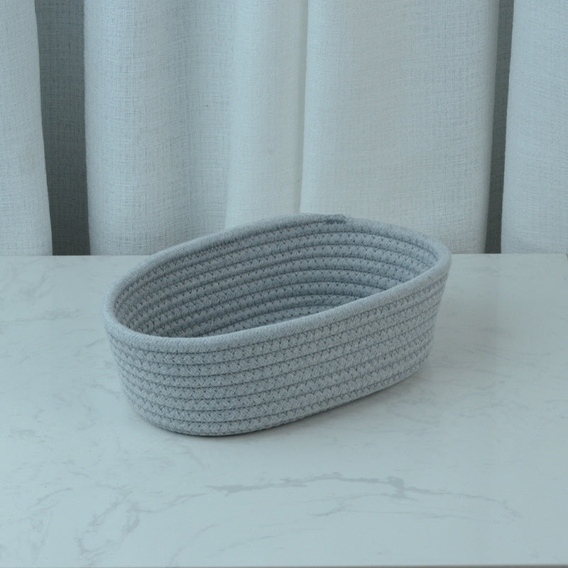 Cotton Rope Woven Oval Storage Basket Modern Home Organizer