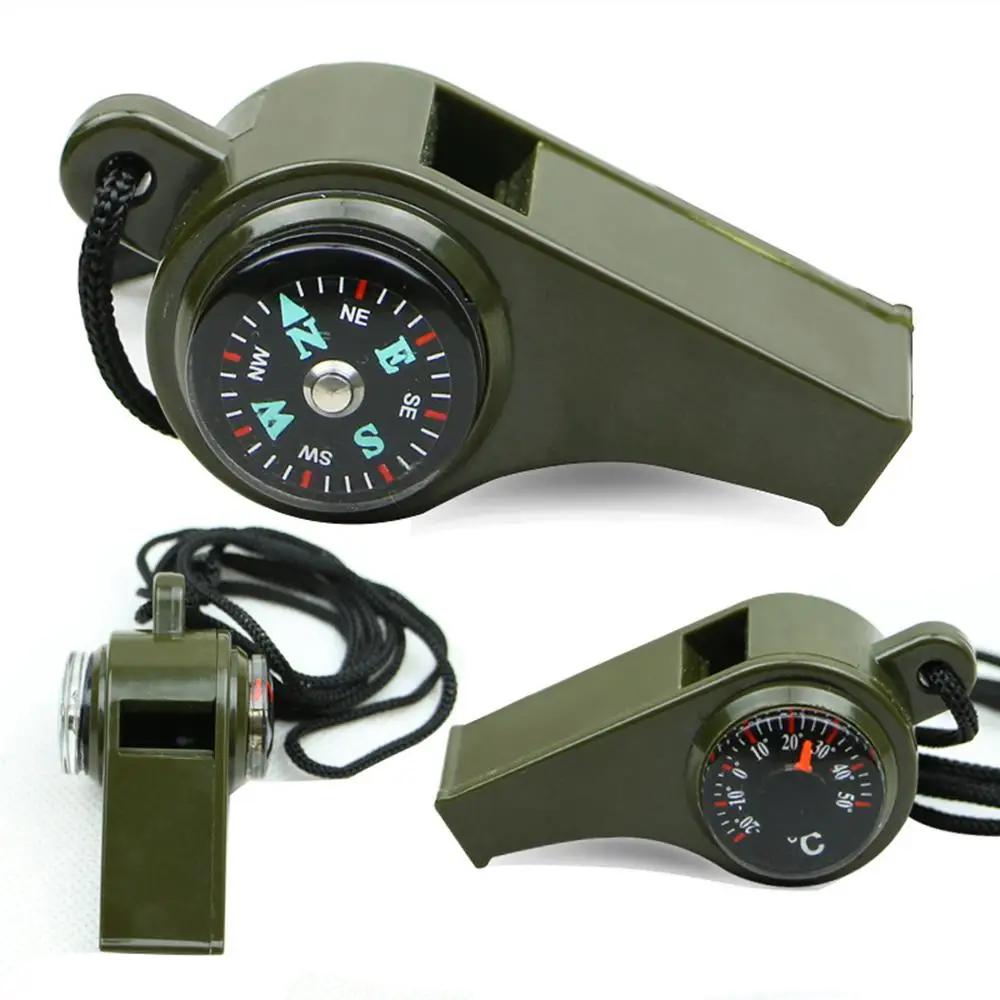 3-in-1 Survival Whistle Multifunction Lightweight Whistle Thermometer Compass