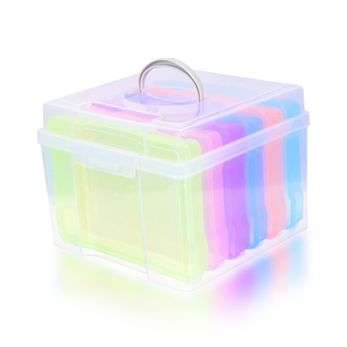 Plastic Transparent Photo Case Storage Box With 6 Inner Cases Large Capacity