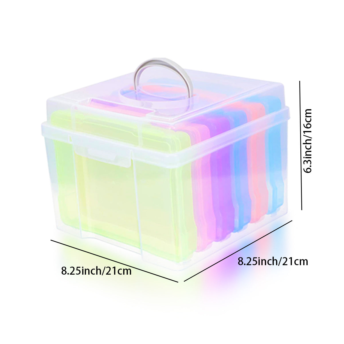 Plastic Transparent Photo Case Storage Box With 6 Inner Cases Large Capacity
