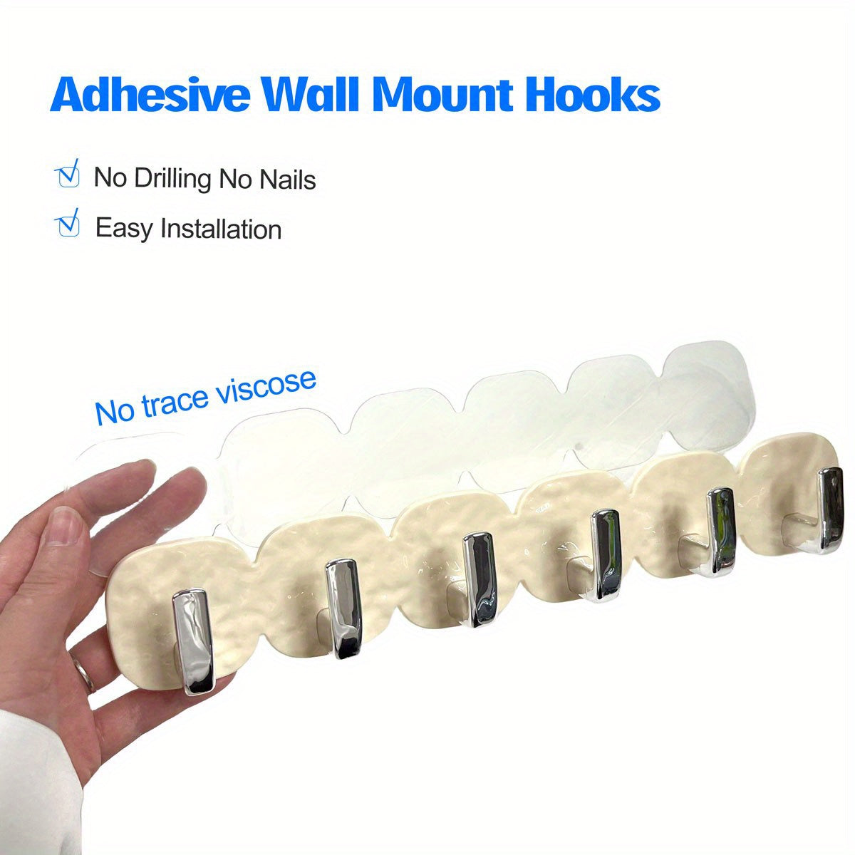 No Drilling Wall Hooks Storage Rack with 6 Coat Hooks