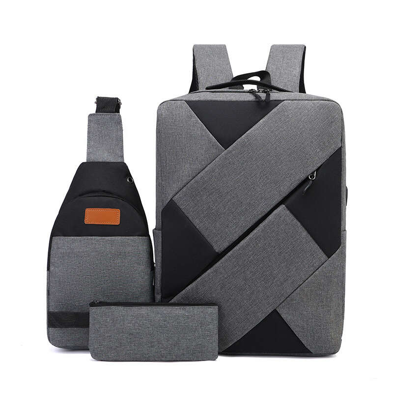 3Pc Laptop Backpack Men's Business Bag Stylish Shoulder Bag Work Backpack