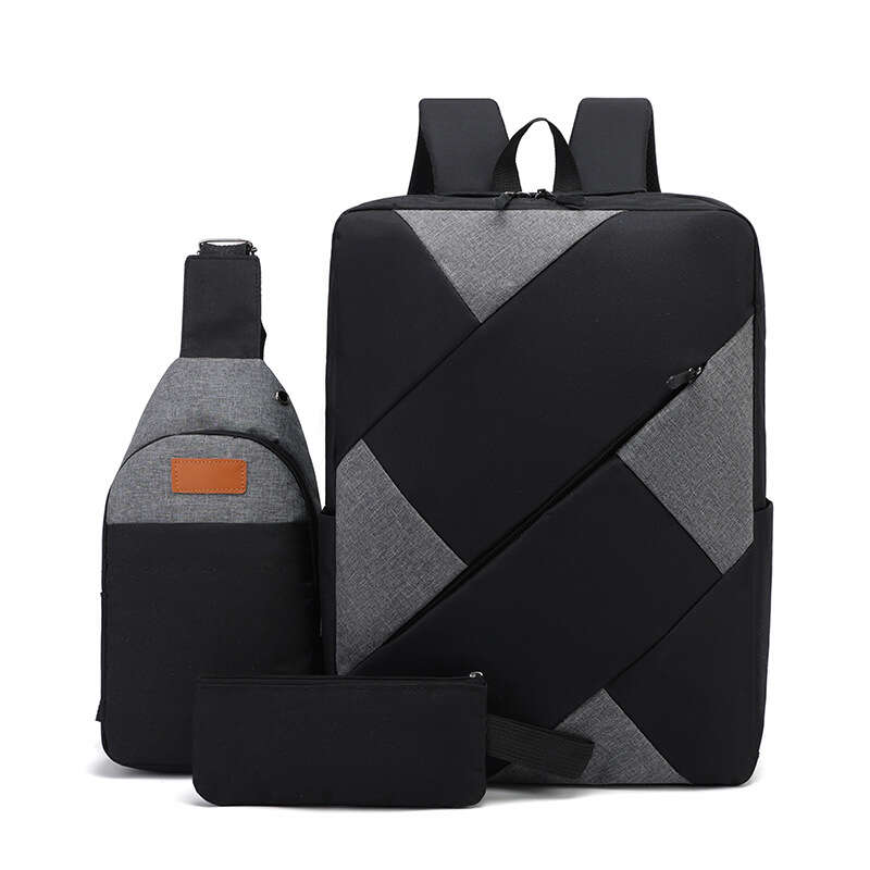 3Pc Laptop Backpack Men's Business Bag Stylish Shoulder Bag Work Backpack