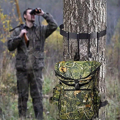Tree Stand With Metal Hooks For Hanging Equipment