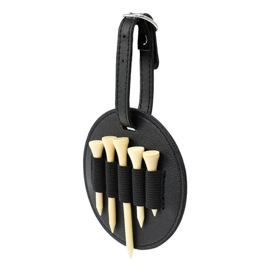 Golf Bag Tag With 10 Tees Set Ball Nail Storage Leather Case Ball Storage Bag