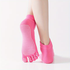 Rainbow Stripe Yoga Socks Five-Toe Split Socks Anti-Skid Gripper Socks