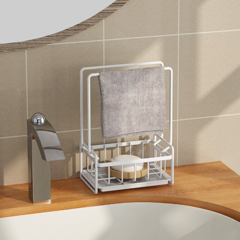 Wall Mounted Kitchen Rack Organizer for Towels Sponge Dishcloths