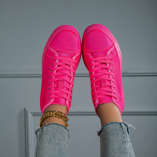 Women's Canvas Shoes Lightweight Flats Lace up Comfort Walking Shoes