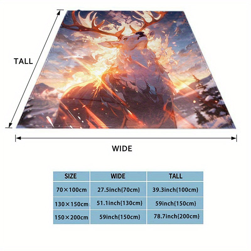 Cozy Glare Elk Print Blanket Lightweight Flannel Throw Blanket