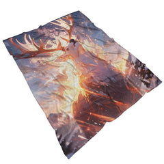 Cozy Glare Elk Print Blanket Lightweight Flannel Throw Blanket