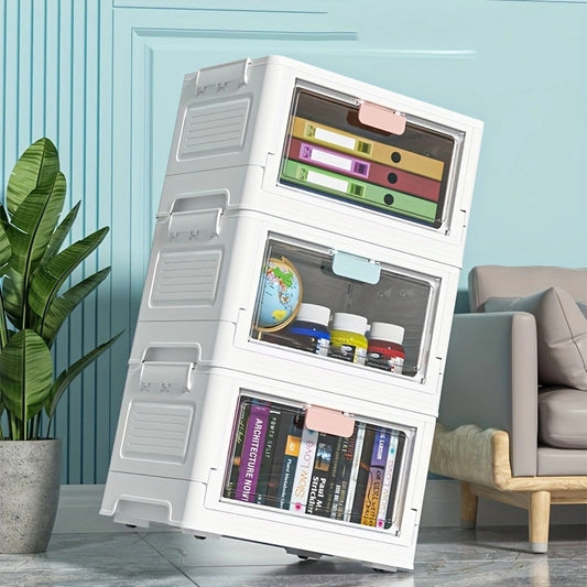 Large Capacity Clear Storage Bin With Wheels Foldable Luggage Box