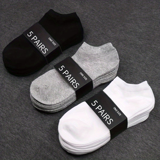 Men's Solid Liner Anklets Socks Comfy Breathable Soft Sweat Absorbent