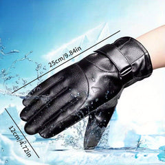 Winter Warm Coldproof Touch Screen Full Finger PU Leather Gloves For Men