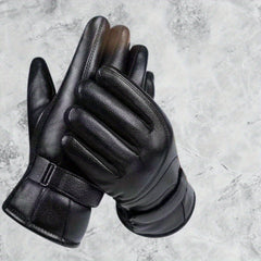 Winter Warm Coldproof Touch Screen Full Finger PU Leather Gloves For Men
