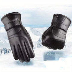 Winter Warm Coldproof Touch Screen Full Finger PU Leather Gloves For Men