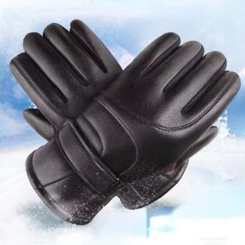 Winter Warm Coldproof Touch Screen Full Finger PU Leather Gloves For Men