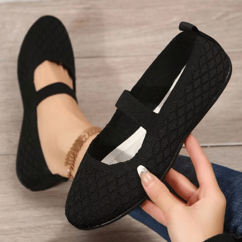 Women's Knitted Flat Shoes Comfortable Cut out Non Slip Elastic Slip On Shoes