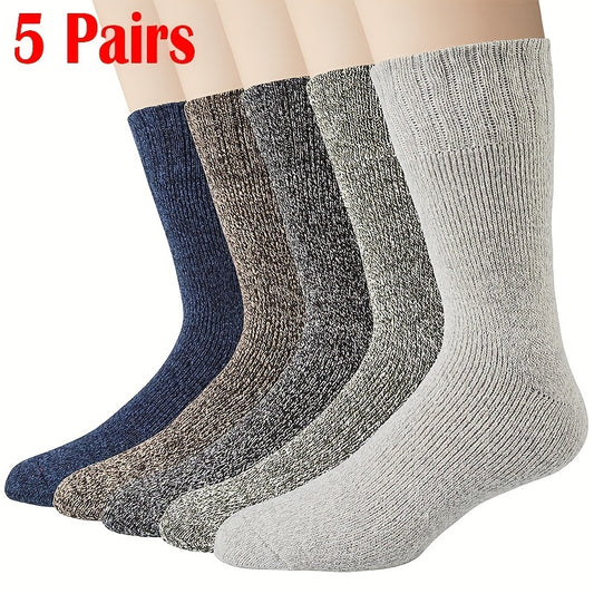 5 Pairs Warm Crew Socks Men Winter Outdoor Hiking Trekking Camping Fishing