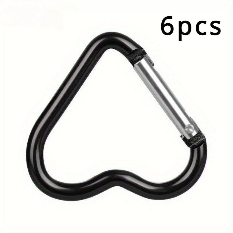 6PCS Heart Carabiner Mini Metal Buckle Hook Backpack Keychain Clip