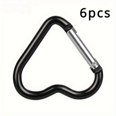 6PCS Heart Carabiner Mini Metal Buckle Hook Backpack Keychain Clip