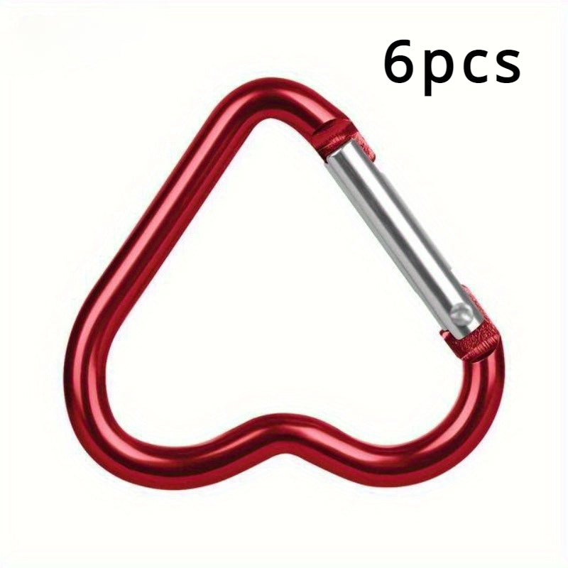 6PCS Heart Carabiner Mini Metal Buckle Hook Backpack Keychain Clip