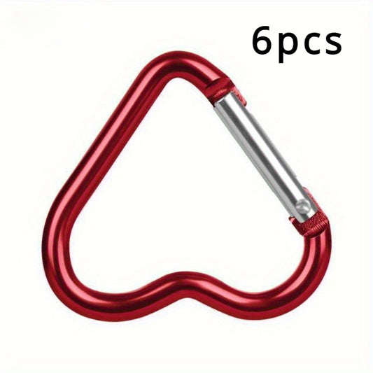 6PCS Heart Carabiner Mini Metal Buckle Hook Backpack Keychain Clip