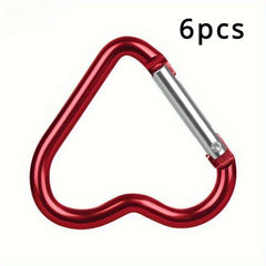 6PCS Heart Carabiner Mini Metal Buckle Hook Backpack Keychain Clip