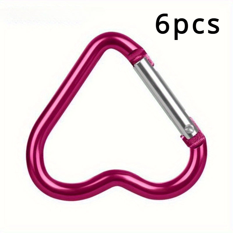 6PCS Heart Carabiner Mini Metal Buckle Hook Backpack Keychain Clip